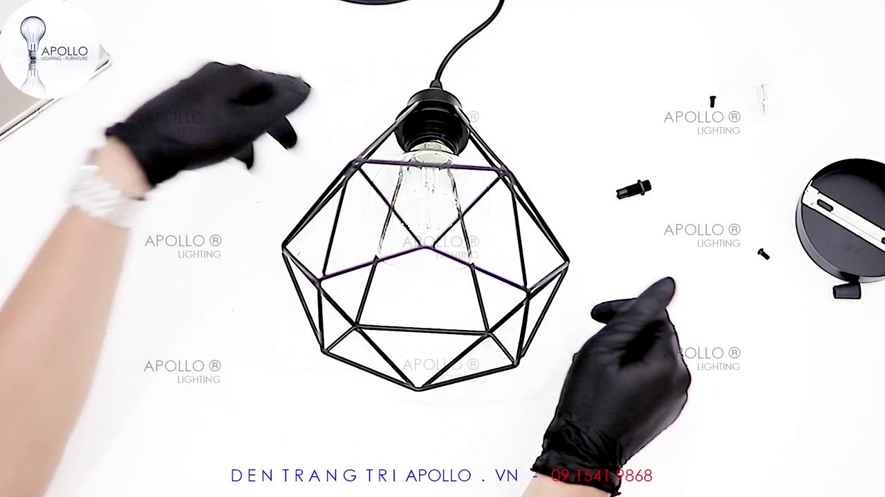 Đèn trang trí Apollo Lighting – Đèn thả khối kim cương sắt nhỏ