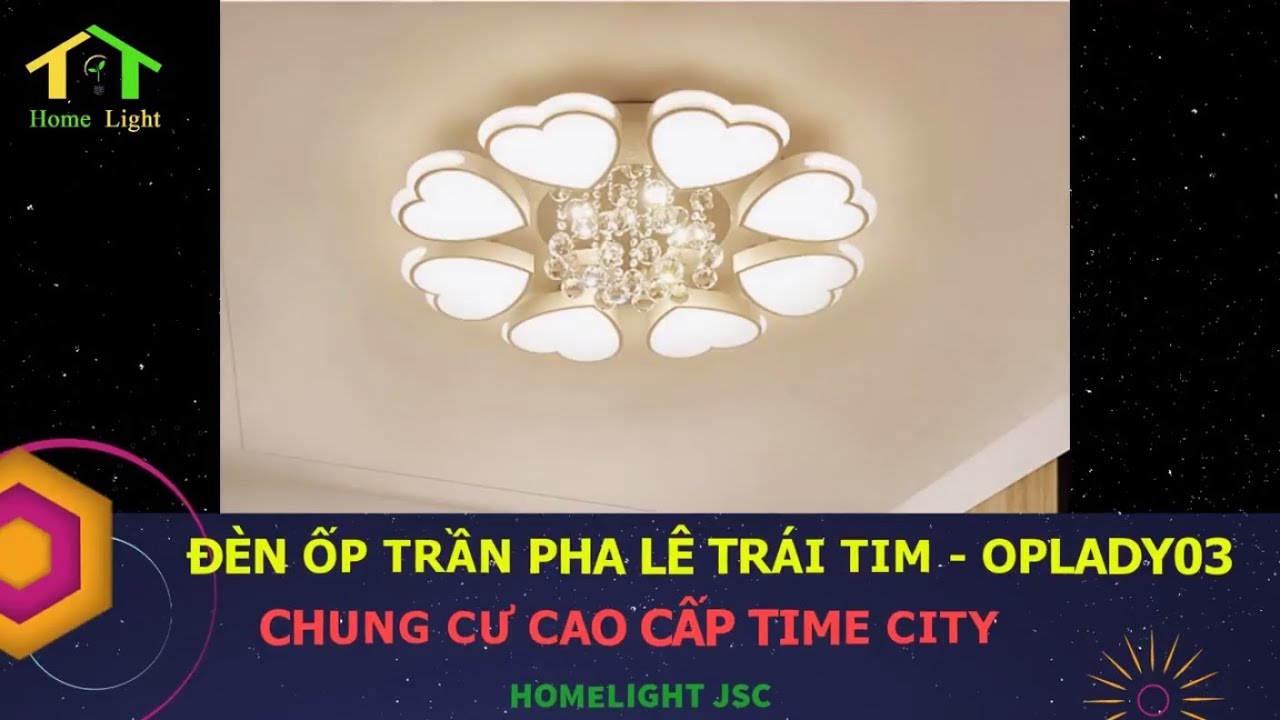 Đèn trang trí Homelight – Đèn Đèn ốp trần Tim Pha Lê – OPLADY03 – Chung Cư Timeticy