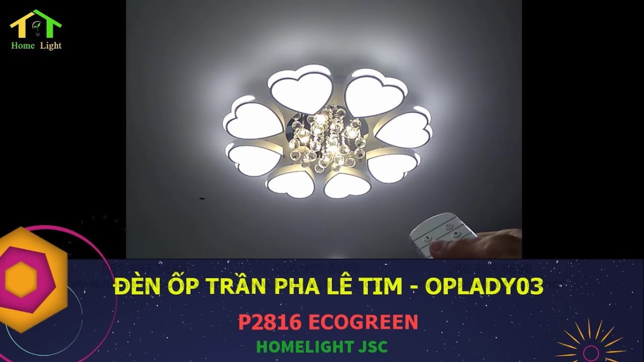 Đèn trang trí chung cư Homelight – Đèn ốp trần Tim Pha Lê – OPLADY03 – Chung Cư Ecogreen