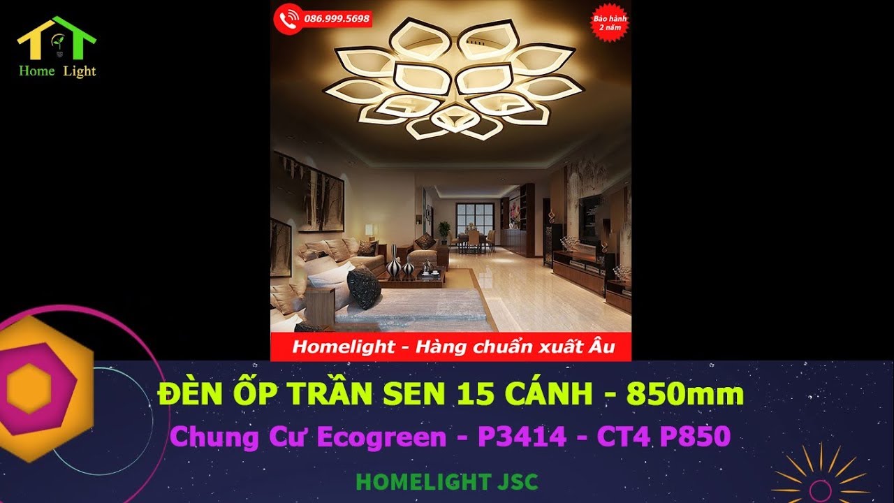 Đèn trang trí Homelight – Đèn ốp trần Sen 15 cánh – OP302-118 – Chung Cư Ecogreen – P3414 – CT4 P850