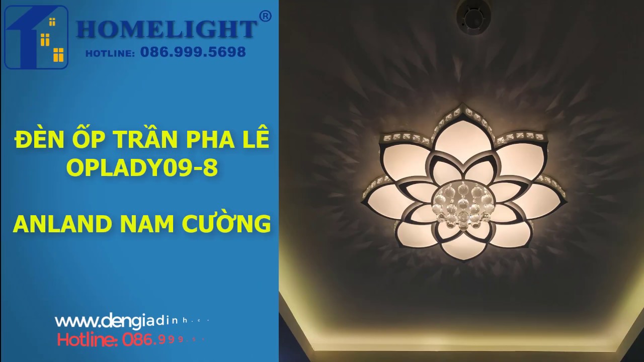 Đèn Đèn ốp trần pha lê Sen – OPLADY09-8 – Đèn trang trí Homelight