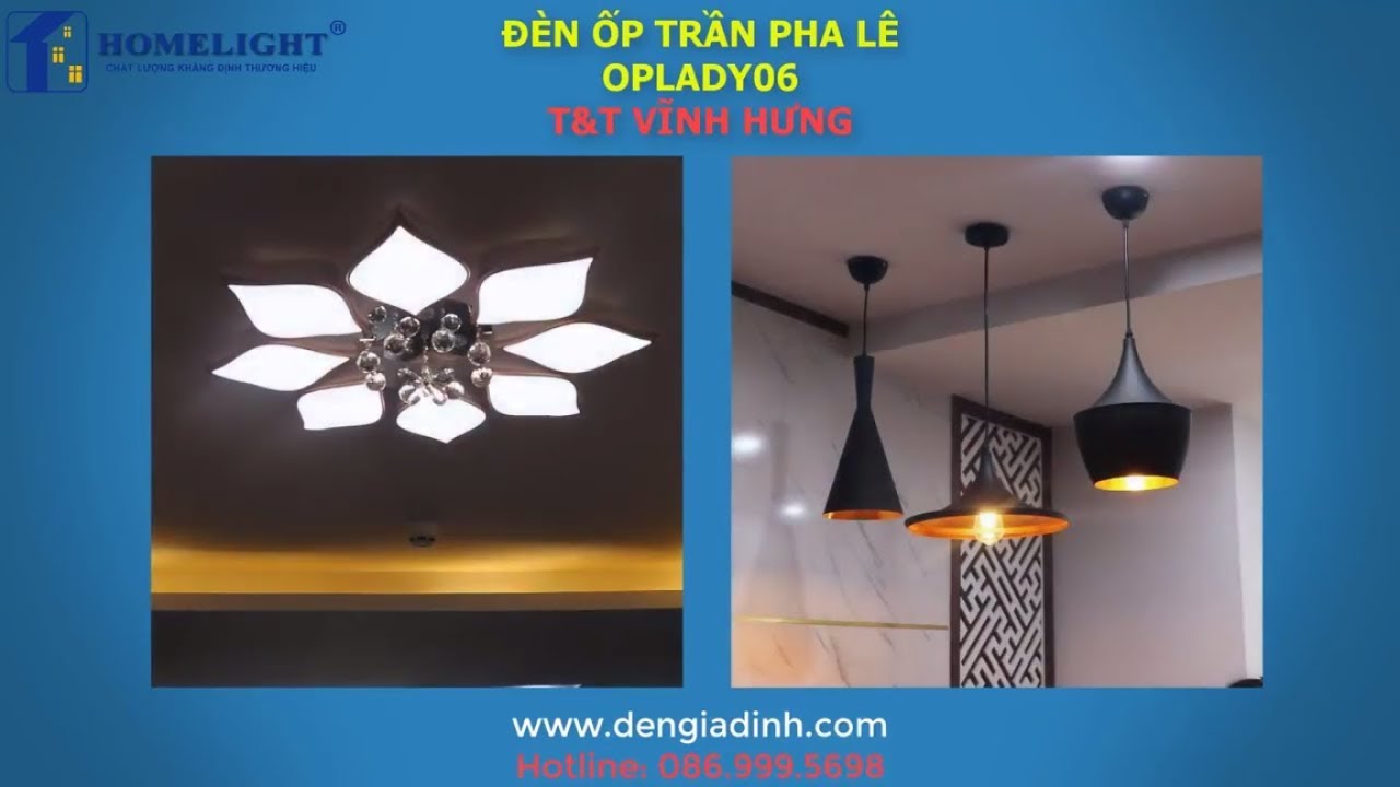 Đèn Ốp pha lê Sen – OPLADY06 – Chung Cư T&T – Đèn trang trí chung cư Homelight