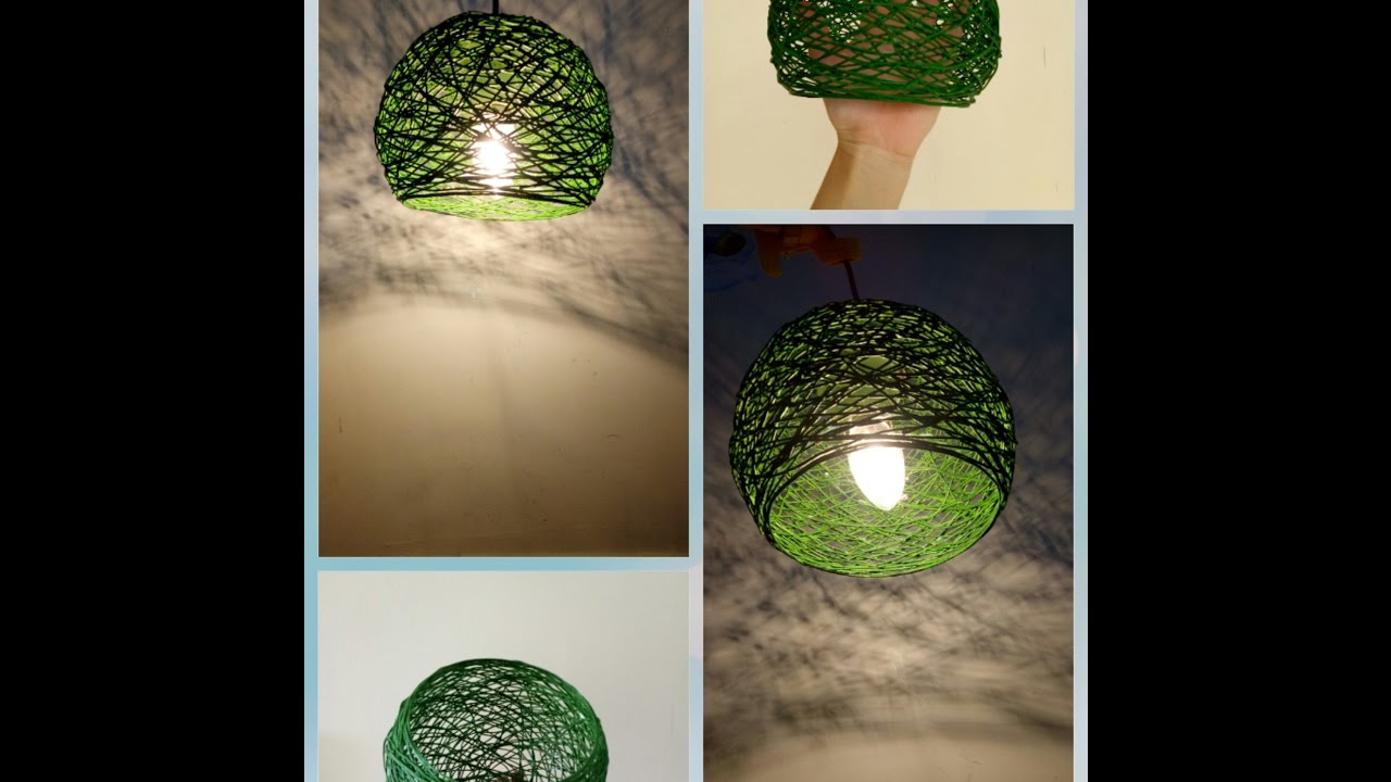 Hướng dẫn trang trí bóng đèn từ dây len cho noel- How to make a lampshade, lanterns, and yarn globes