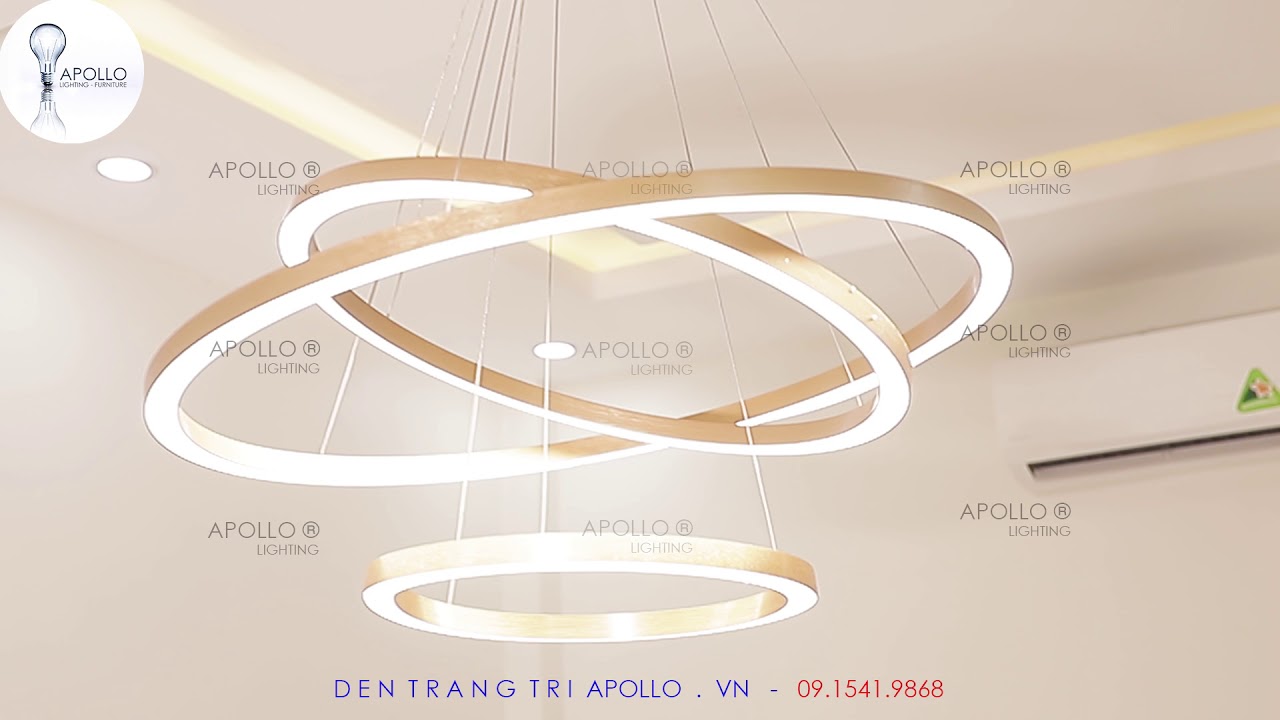 Đèn trang trí Apollo Lighting – Đèn thả Ring Gold 3 vòng