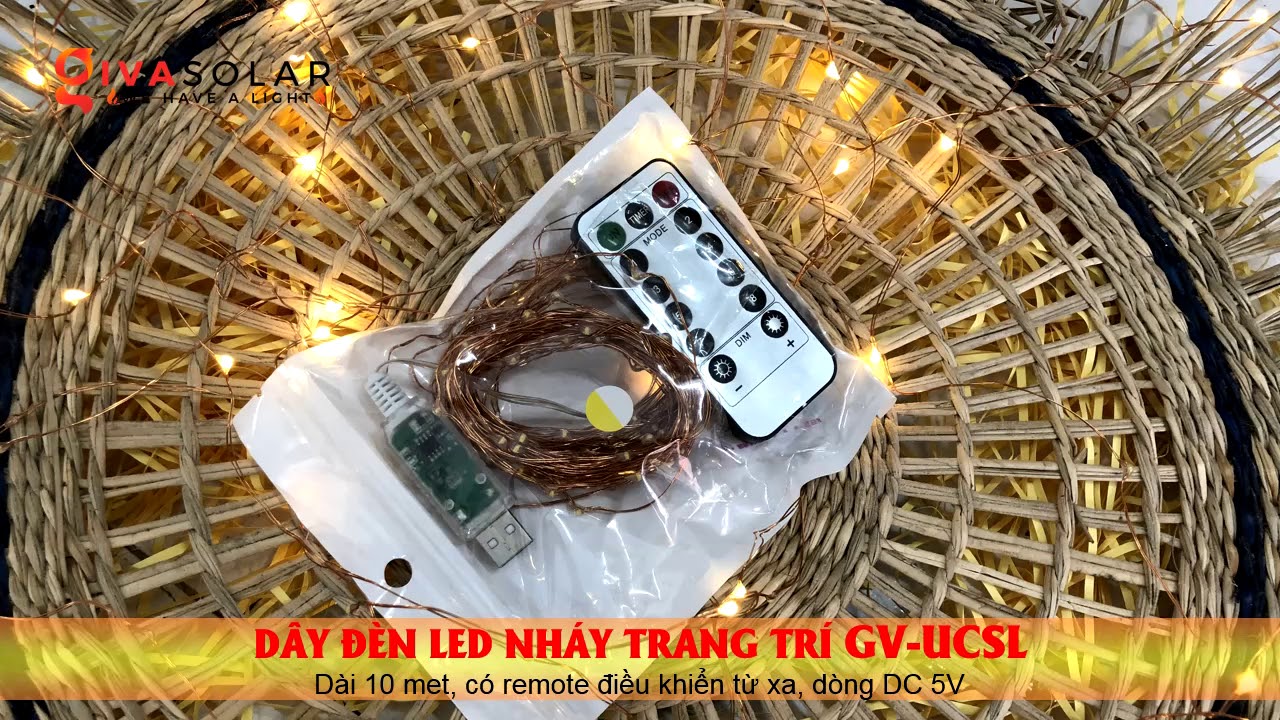 Decor trang trí phong cách mộc dùng đèn led nháy 10m, có remote | GivaSolar