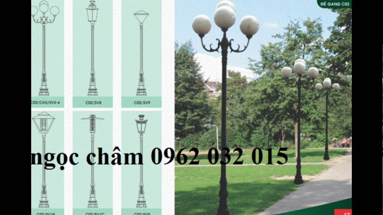 Cột đèn sân vườn DC02 chùm 4 bóng/5 bóng. Cột đèn sân vườn giá rẻ Hà Nội. LH: 0962 0320 15