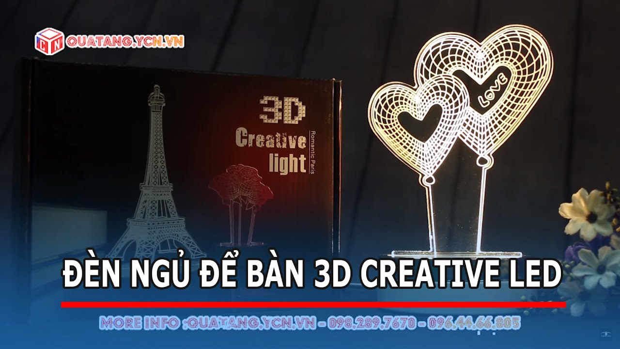 Đèn ngủ để bàn 3D Creative LED sáng tạo độc đáo hình trái tim