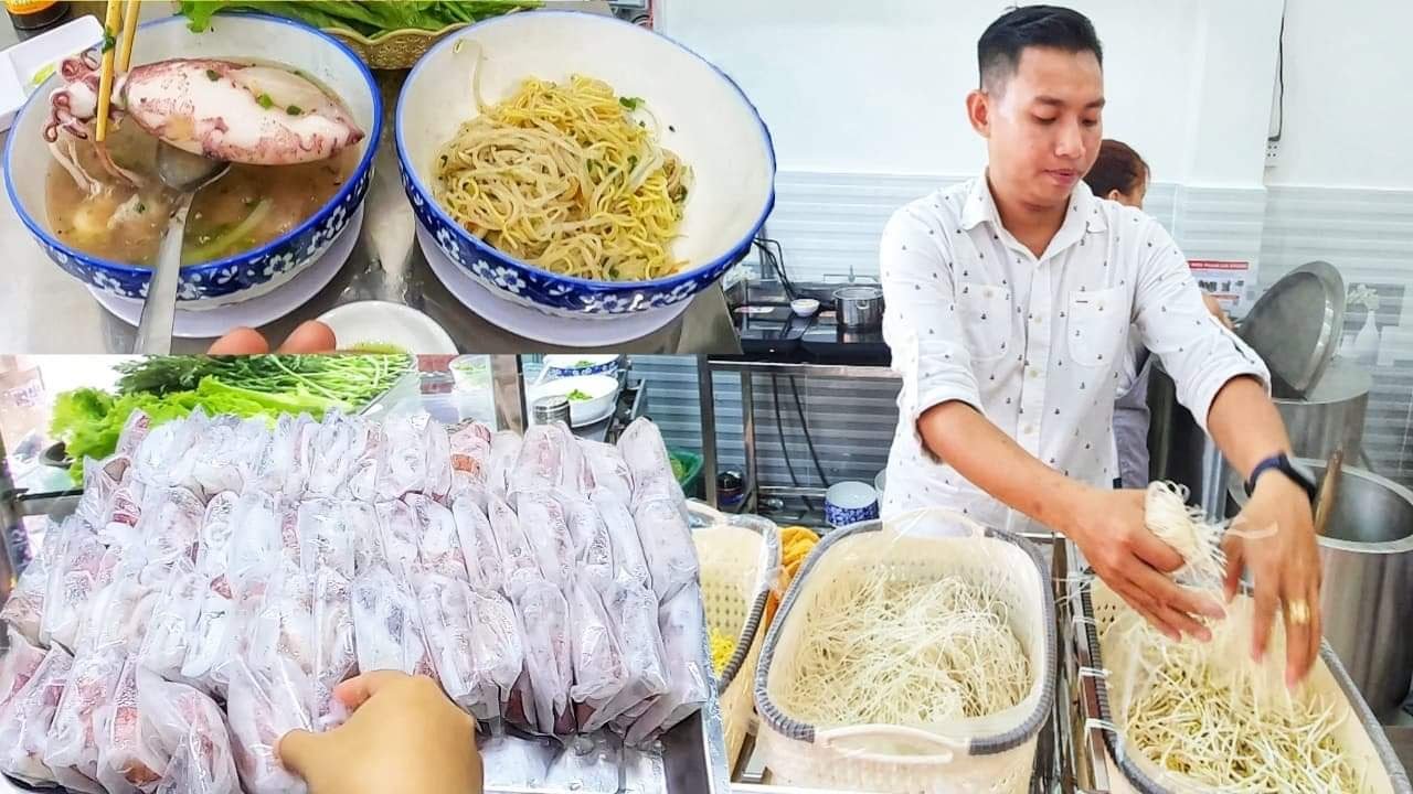 Phát Thèm Quán Hủ Tiếu Mực Nguyên Con Hút Khách Ở Sài Gòn